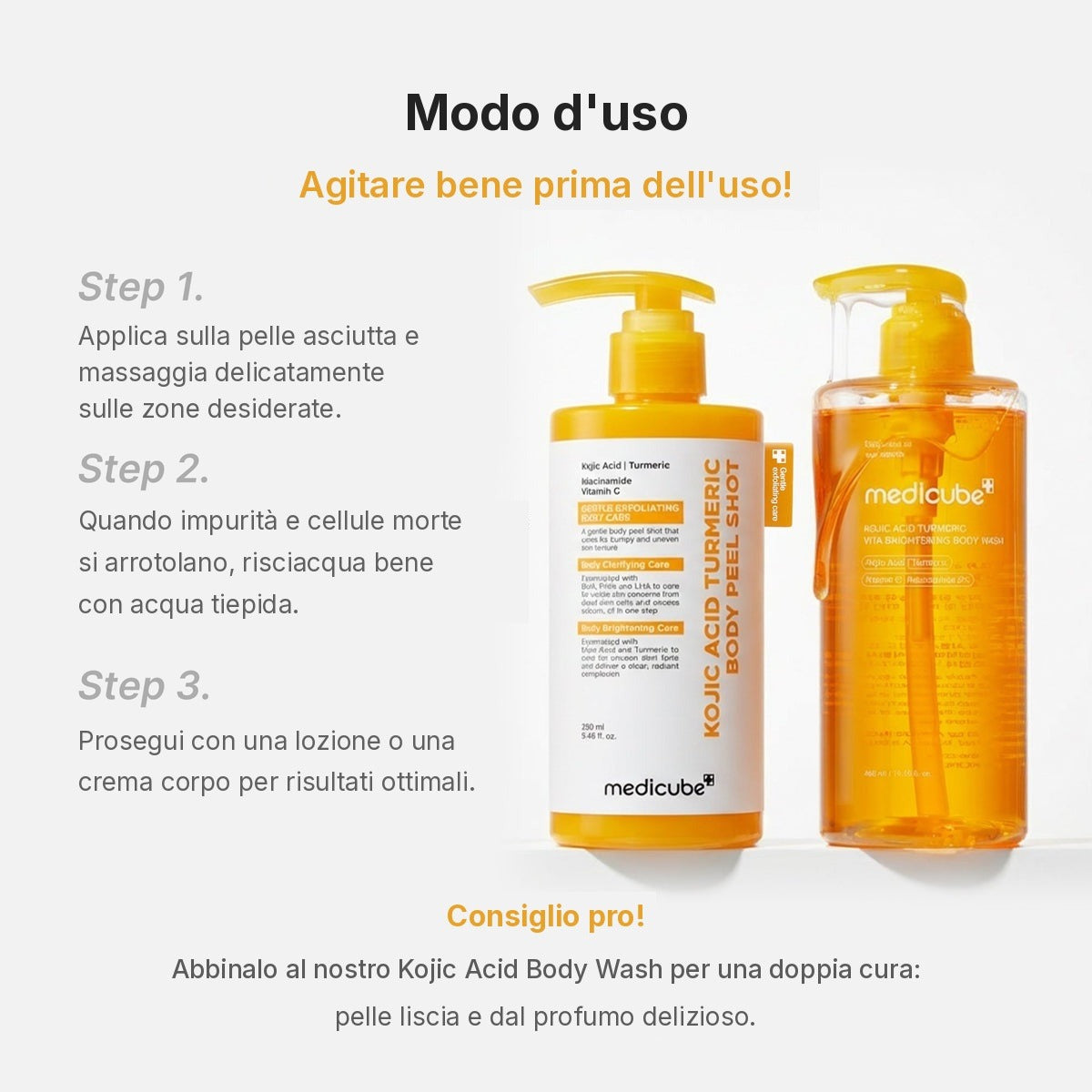 Body Peel Shot Acido Cogico e Curcuma
