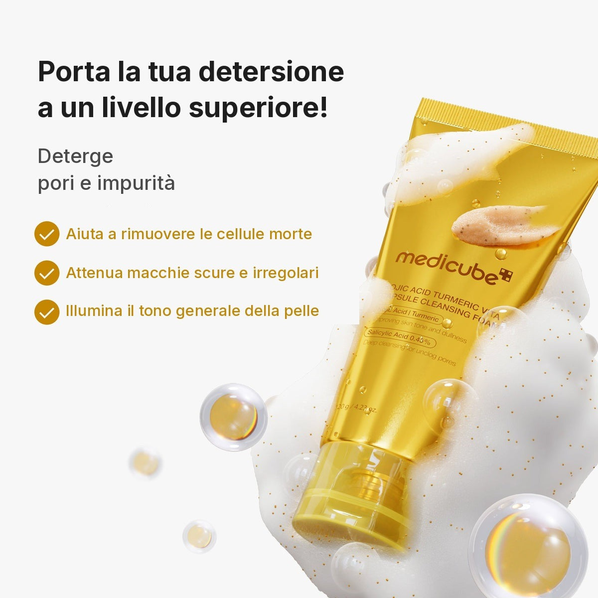 Schiuma detergente in capsule Vita Acido Cogico e Curcuma