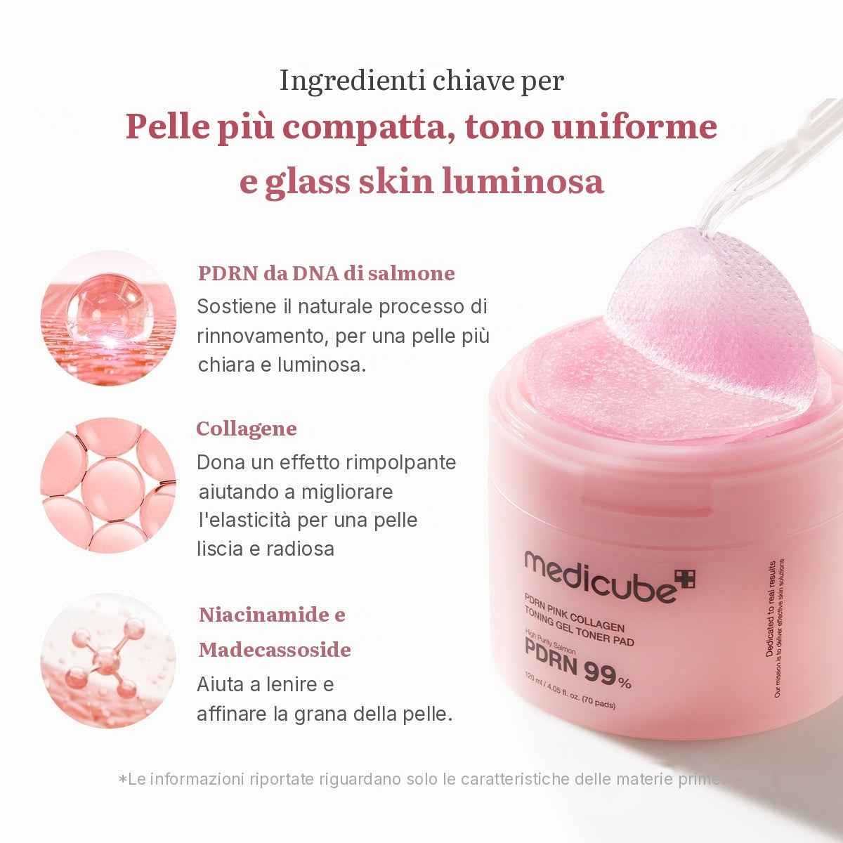 Dischetto tonico in gel PDRN Pink Collagen